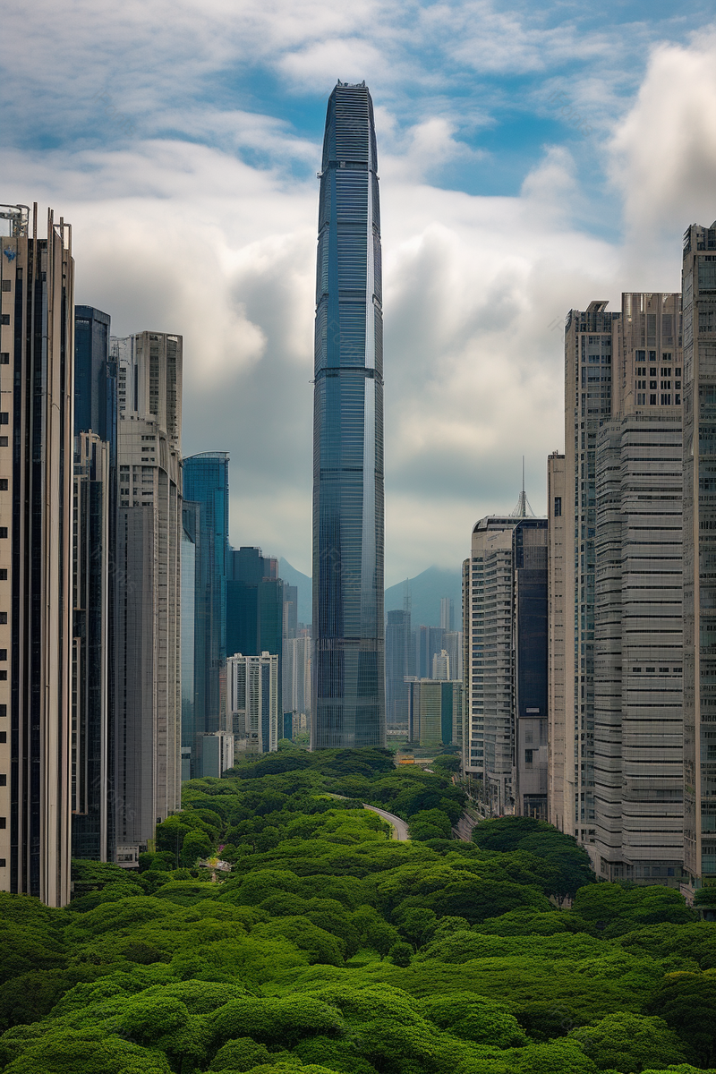 阳光下商业金融大厦远景实拍摄影图,高清,摄影图,摄影图片,图片大全,摄影图免费下载